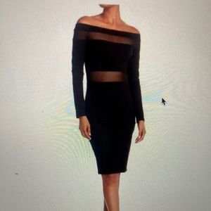 Love By Design Off-the-Shoulder Mesh Panel Bodycon Dress